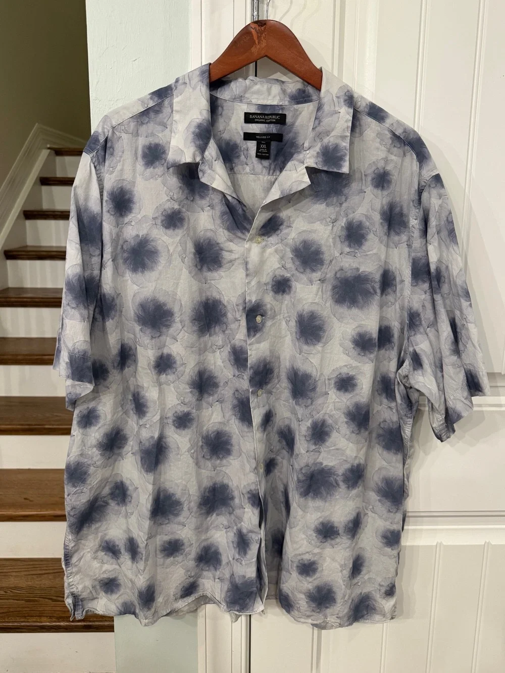 Banana Republic XXL Tall Organic Cotton Floral Print Camp Collar Shirt